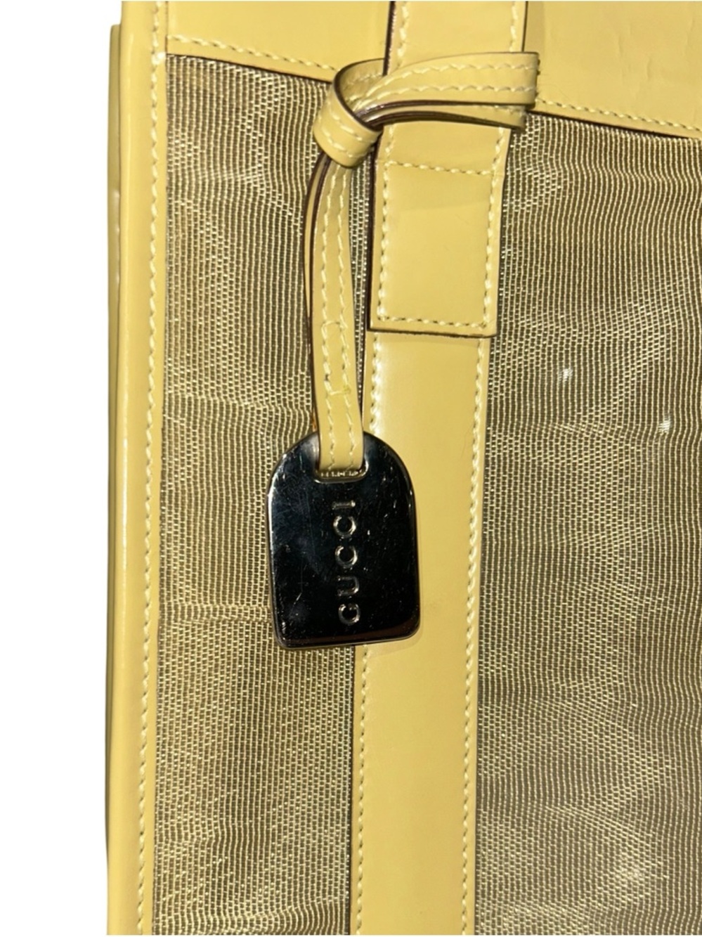 Tom Ford Gucci Mesh Tote Handbag Retro Yellow Vintage GUC Matching Pouch - Picture 4 of 15